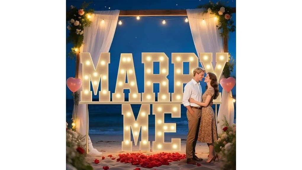 illuminated marriage proposal sign